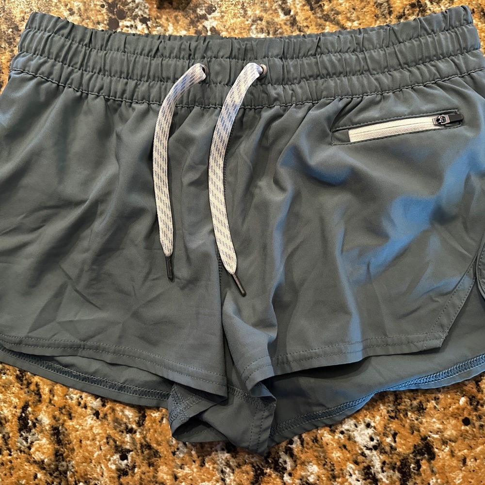 Green Athletic Shorts with Drawstring